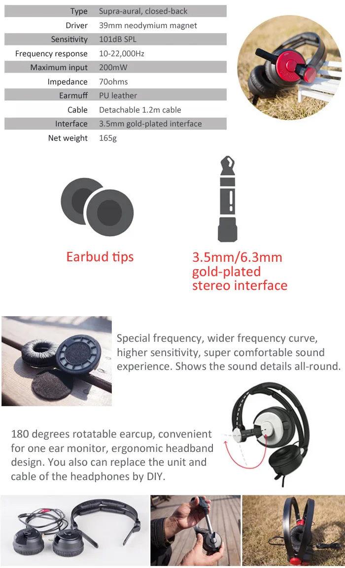 Superlux HD562 полный спектр мониторинга DJ наушники Портативный Музыка шумоизоляция закрытого типа гарнитура HD25
