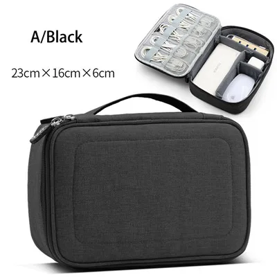 A Black Многофункциональные цифровые приемные сумки USB кабель для передачи данных наушники провод ручка Внешний аккумулятор упаковочные органайзеры портативные аксессуары для путешествий - Цвет: A Black