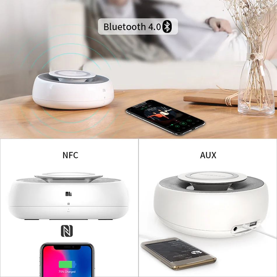 Переносной Bluetooth колонки Беспроводной телефон Зарядное устройство NILLKIN Hi-Fi стерео звук Системы Qi Быстрая зарядка для Xiaomi Smart Home Спальня
