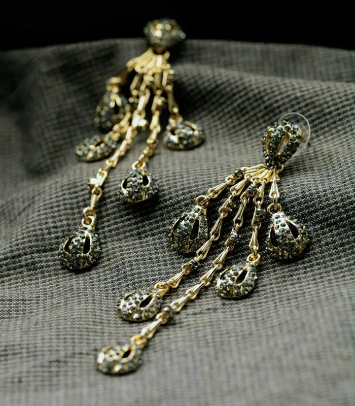 Bulk Price Luxury Elegant Female Party Charm Gold Color Crystal Plant Long Pierce Earrings | Украшения и аксессуары