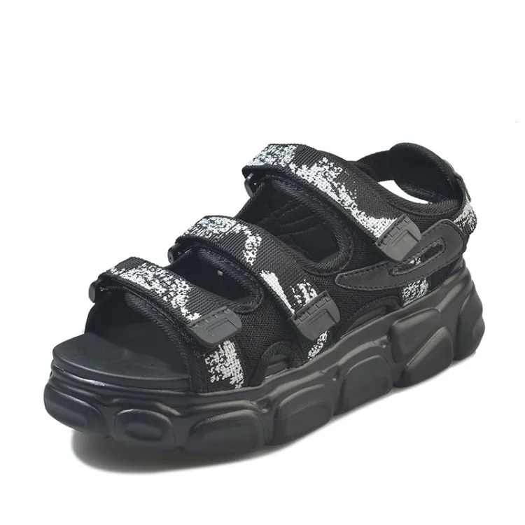 Женские сандалии на платформе Fujin летние плоской подошве с модным принтом