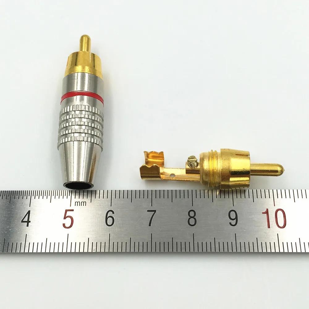 100 шт. высококачественный RCA штекер Золотой Аудио Видео кабель с блокировкой