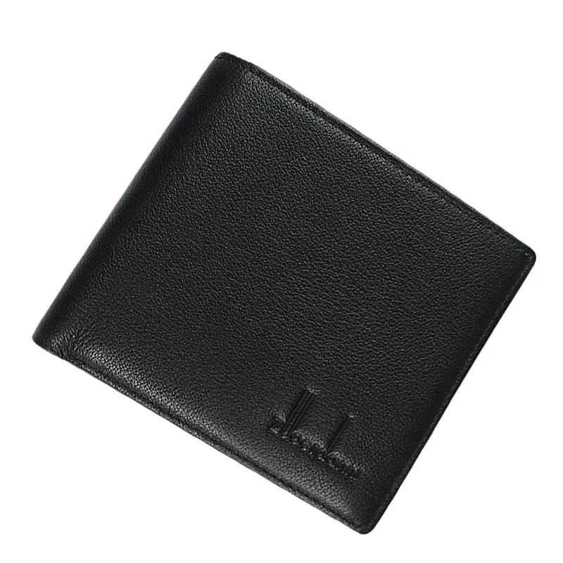 plain black Мягкие мужские кошельки, ультра тонкий кошелек, кошелек из натуральной кожи, известный бренд, высокое качество, модные кошельки из воловьей кожи - Цвет: plain black