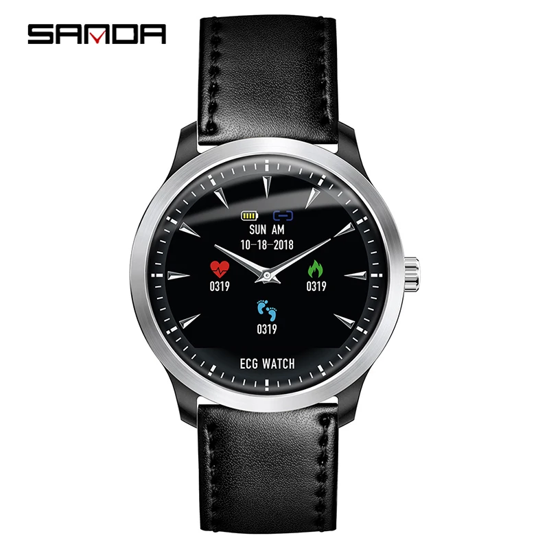SANDA N58 новые мужские ЭКГ умные цифровые наручные часы женские умные лекарства напоминание сердечного ритма часы калорий Шаг наручные часы - Цвет: Black