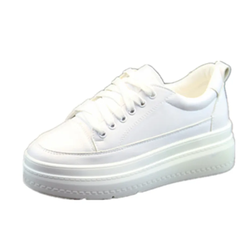 

Women Casual Shoes 2019 Autumn Women Sneakers Fashion Breathable PU Leather Platform White Women Shoes Soft Footwears