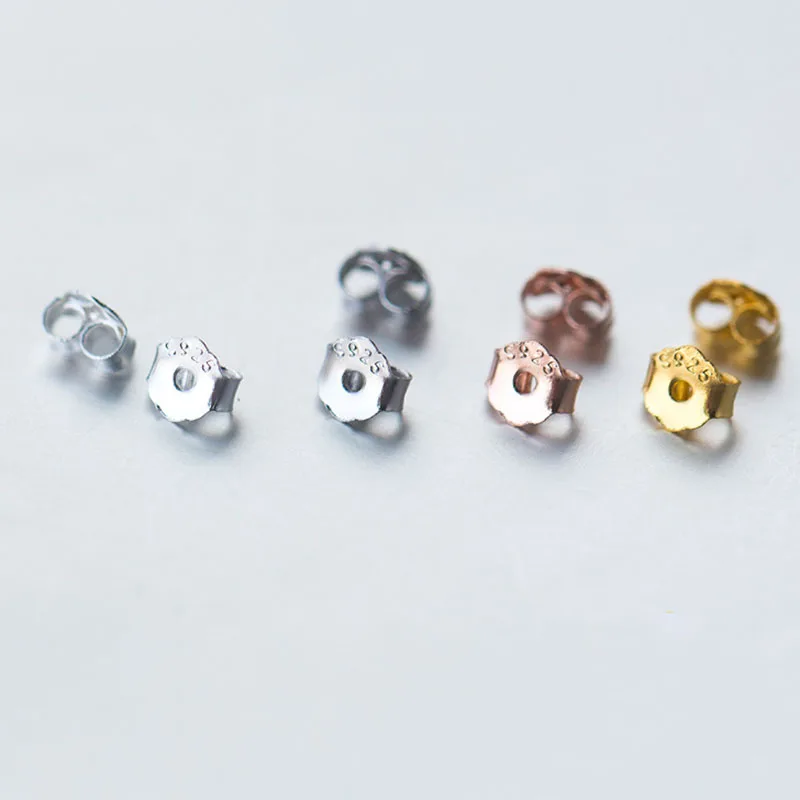 

20pair/lot Real 925 Silver Stud Earing Findings Jewelry 4.5mm/5mm Earplug Earring Back Plug Earring Settings Base Ear Studs Back