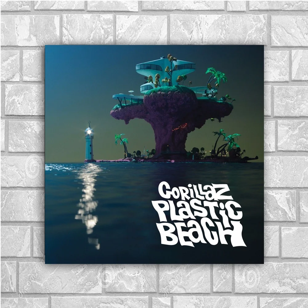 Пластиковый пляжный Шелковый плакат Gorillaz для домашнего декора 12x12 24x24