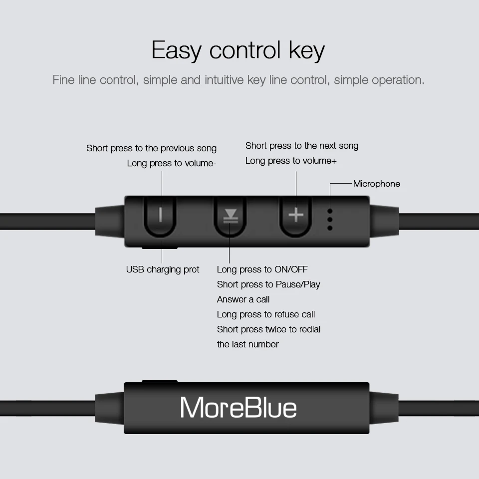 Moreblue P98 Беспроводной Bluetooth Наушники стерео наушники Спорт Бег Металл Магнитная