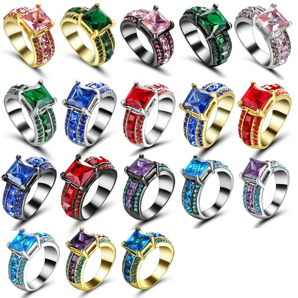 Женское Обручальное кольцо с фианитом 8x8 мм|engagement ring blue|wedding engagement ringfinger |