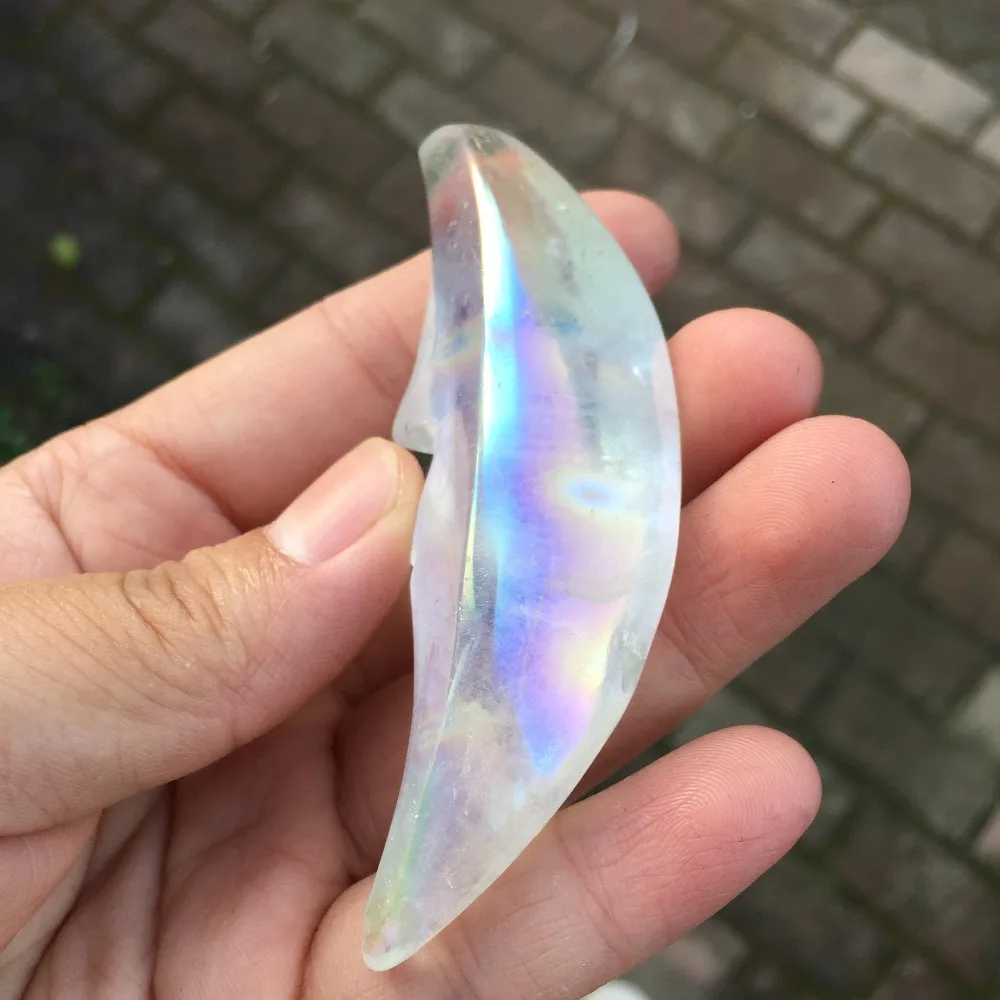 GJ Aura Angel Moons 80 мм дешевая цена маленькие прозрачные кварцевые гальванические