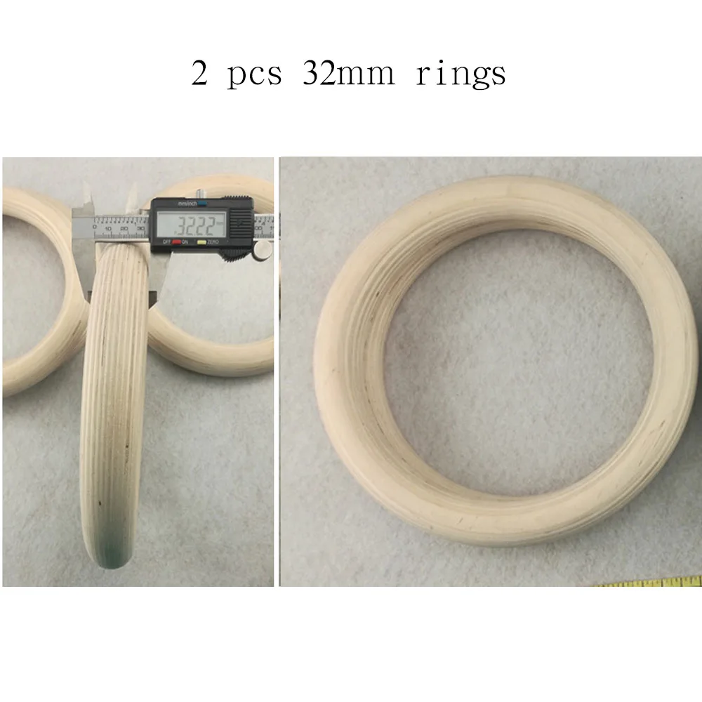 1 pair ring 32mm 28 мм 32 мм профессиональные деревянные гимнастические кольца для тренажерного зала, кольца с регулируемыми длинными пряжками, ремни для тренировок для дома, тренажерного зала - Цвет: 1 pair ring 32mm