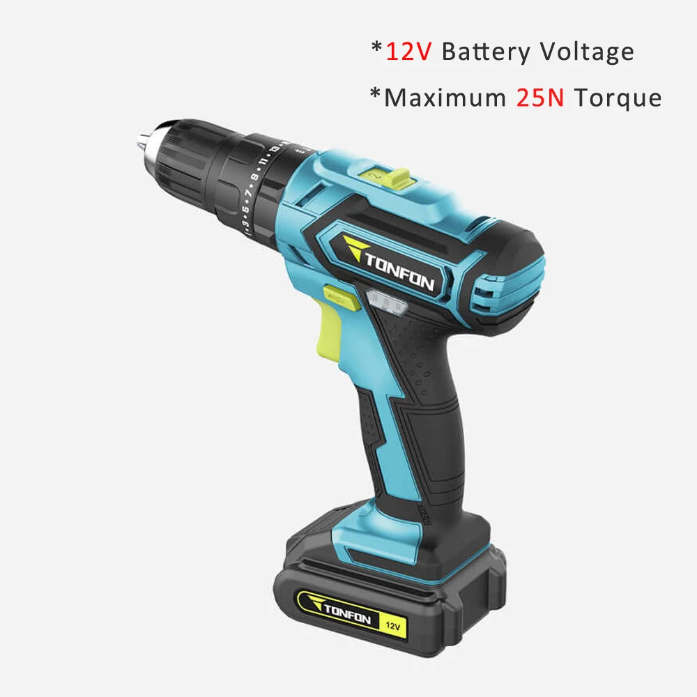 12V 25N Xiaomi Mijia Tonfon Беспроводной Электрическая аккумуляторная ударная дрель Мощность драйвера 12/20V 2000 мА/ч, Батарея 2-Скорость адаптер для розеток европейского стандарта для домашних работ - Цвет: 12V 25N