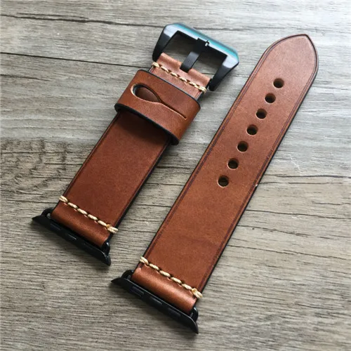 Ловушка из натуральной кожи для apple watch ремешок apple watch 5 4 3 42 мм 38 мм iwatch 44 мм 40 мм correa pulseira аксессуары для apple watch - Цвет ремешка: Oil red