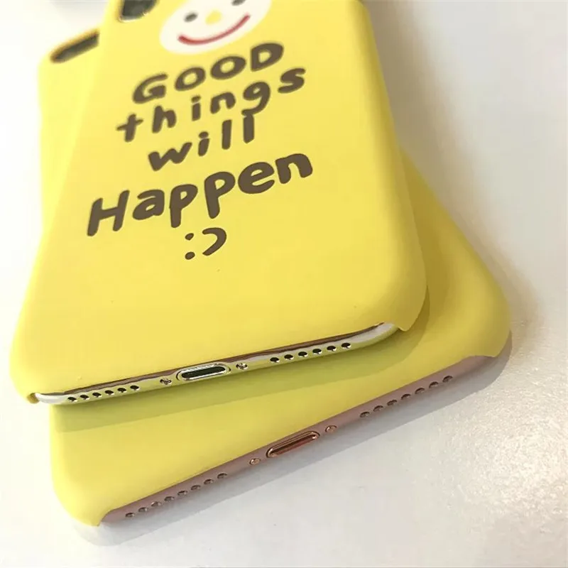 Телефона Чехлы для IPhone 6 6s 7 8 плюс милой улыбкой лицо письмо желтый Пластик X Чехол