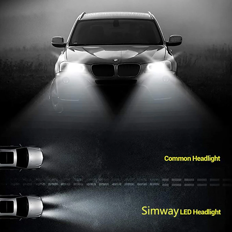 Simeway 2X светодио дный фар лампы 12 В H4 HB3 9005 H7 40 Вт Авто фары супер яркий 6000 К белый