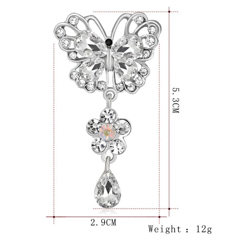 KARASU White Water Drop Crystal Rhinestones Butterfly Brooches for Women Brooch Pins Party Wedding Jewelry | Украшения и