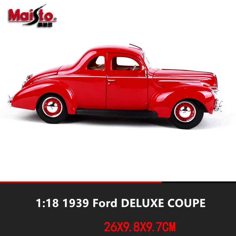 Ретро модель автомобиля Maisto 1:18 1939 Ford Deluxe coupe классическое литье под давлением из