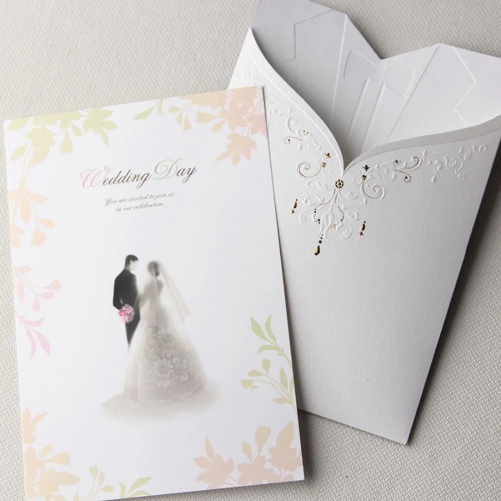 WISHMADE Свадебные Приглашения с черным и белым Жених невеста предлагает карты для
