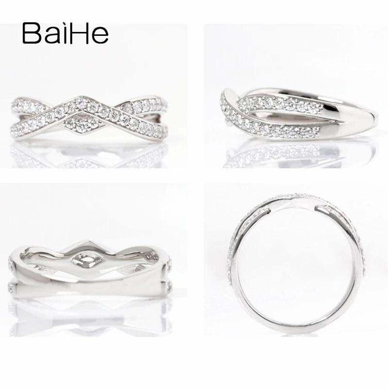BAIHE однотонное 14K розовое золото около 0 40 карат H/SI круглые ограненные натуральные