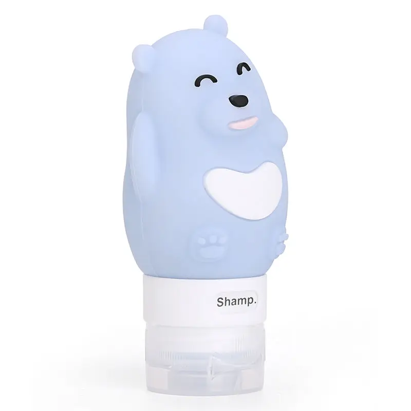 04 bear 80ml 60-100 мл портативная бутылка для выдавливания желтой утки с изображением животных из мультфильмов силиконовая бутылка для Лосьона Пустые Контейнеры для косметики - Цвет: 04 bear 80ml
