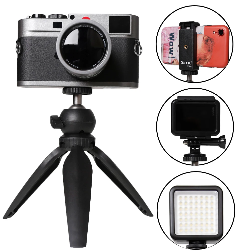 XILETU XS-20 Vlog Мини Гибкий Настольный штатив подставка для камеры смартфонов со съемной шаровой головкой