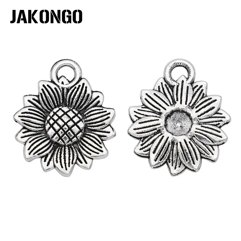 Подвески JAKONGO в виде подсолнуха с античным посеребренным покрытием для
