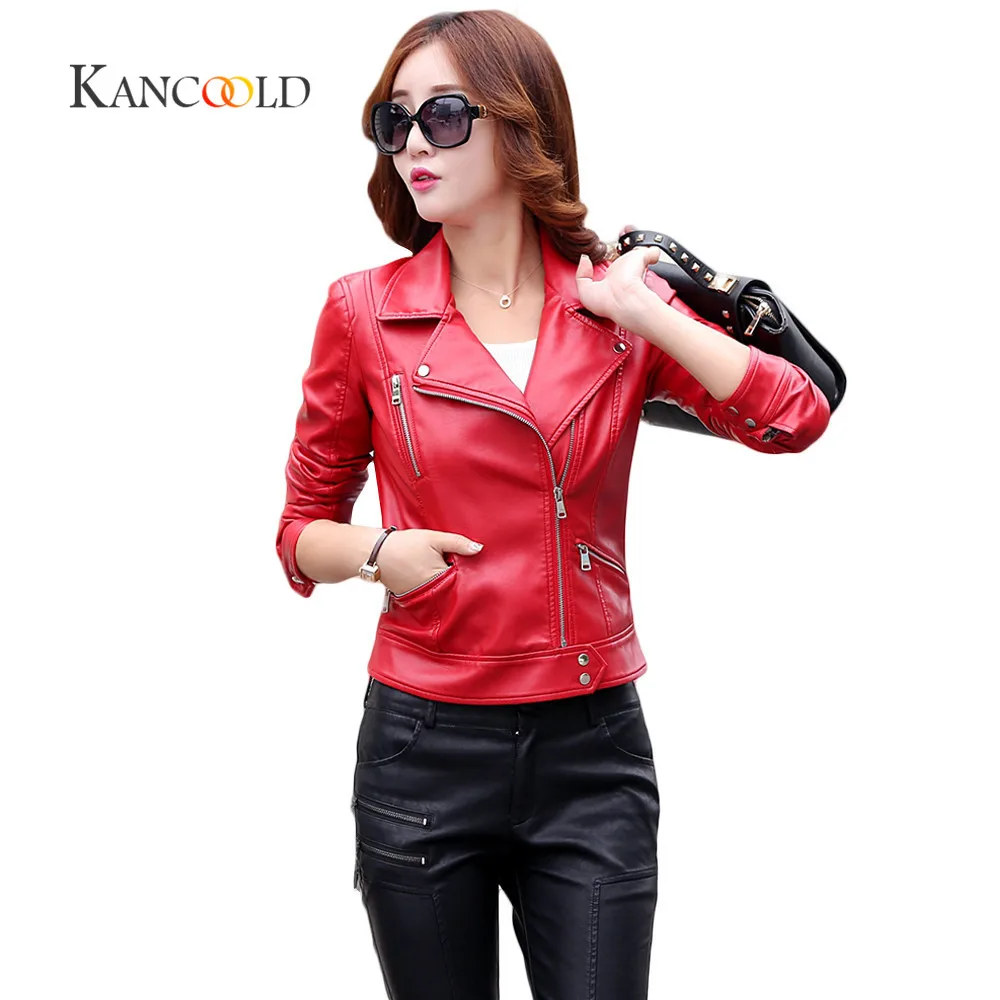 KANCOOLD 2017 Schwarz Plus GroBe Mode Herbst Winter Frauen Leder Mantel Weibliche Dunne Kurze Lederjacke oberbekleidung Oct4|leder mantel| |