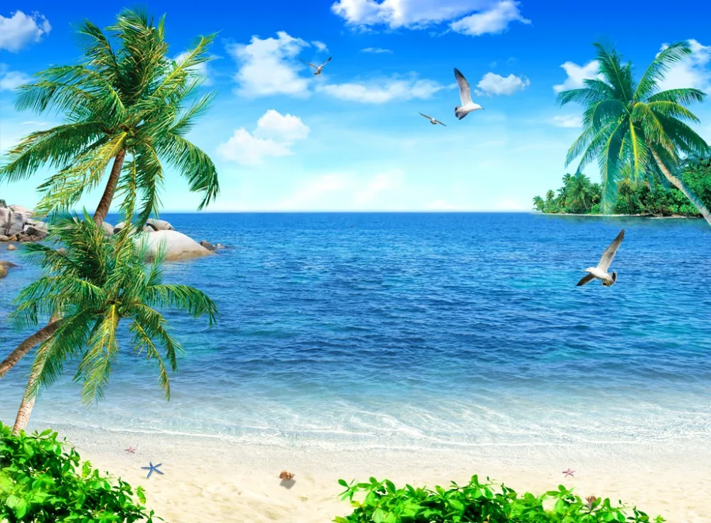 3d занавески европейские современные для пляжа на заказ домашний декор