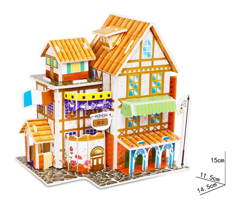 Случайный стиль 3D головоломка ребенок раннего обучения DIY игрушка мультфильм замок дом шаблон головоломка украшение для девочек мальчиков подарок