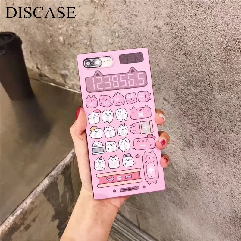 DISCASE IMD матовый квадратный чехол для iPhone X 8 плюс 7 6 S милый мультфильм мода