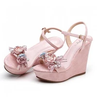 summer 2021 new wedges sandals pink size 31 39 women shoes with flowers platform holiday shoes