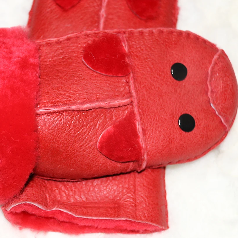 Женские зимние милые перчатки из натуральной кожи с натуральным мехом|gloves warm|cute