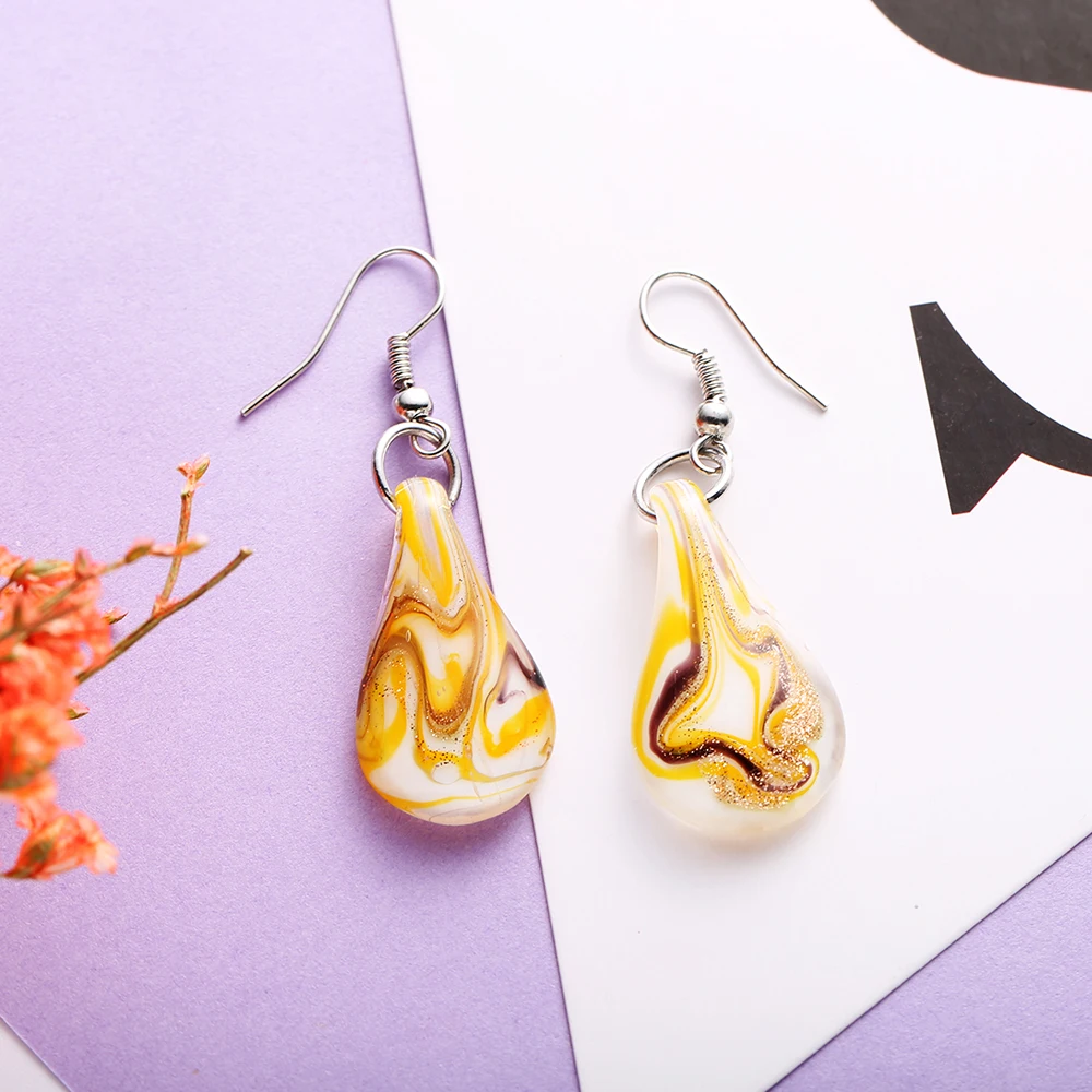 BOEYCJR Yellow Spiral Glass Drop Earrings Handmade Fashion Jewelry Hook Novel Party Dangle for Women 2018 | Украшения и