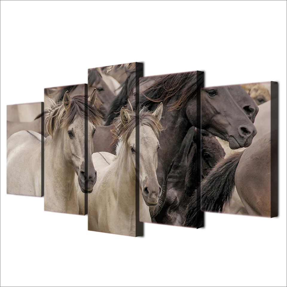 HD Printed dikie loshadi koni tabun Painting Canvas Print room decor print poster picture canvas Free shipping/QQ-6026 | Дом и сад