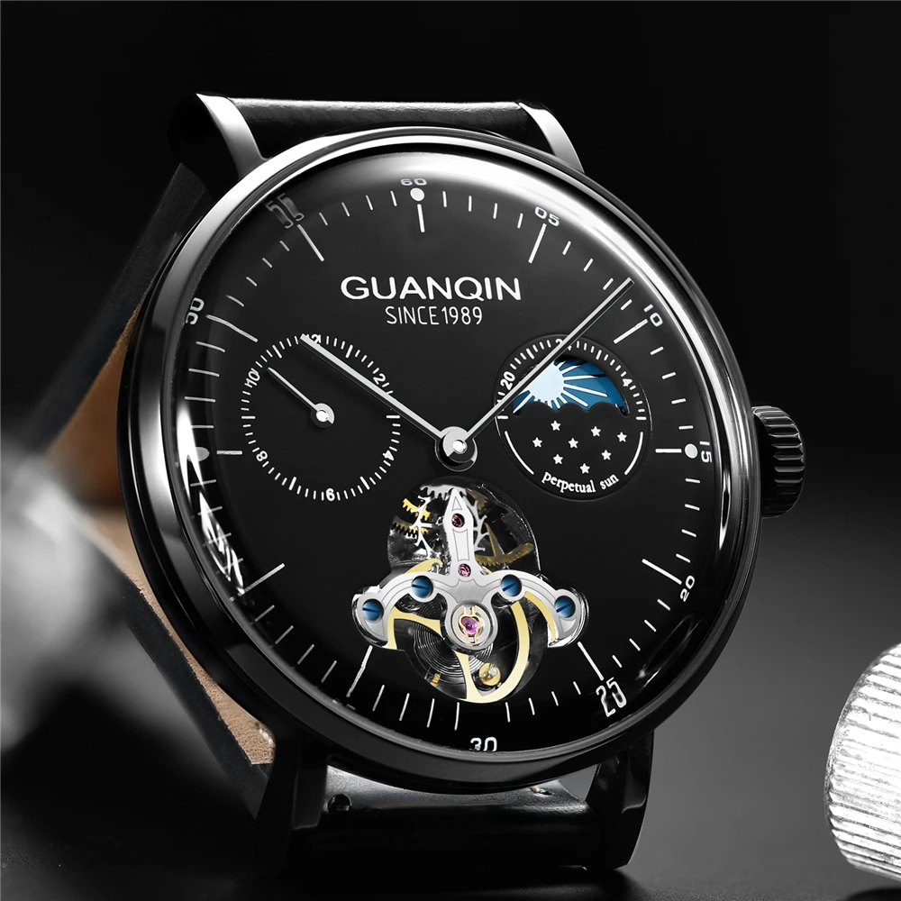 Мужские автоматические часы Tourbillon механические наручные с Лунной фазой люксовый
