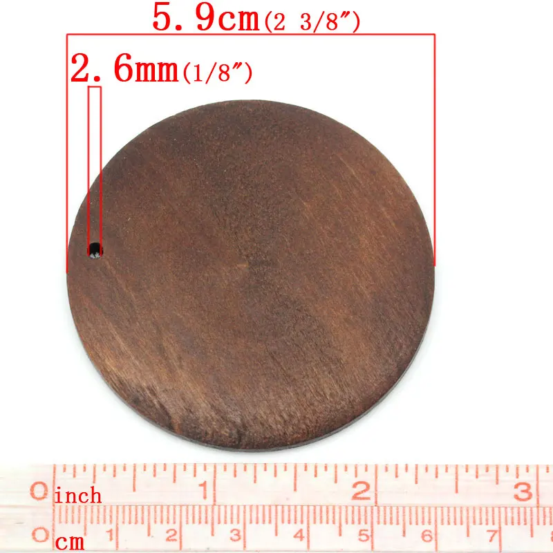 DoreenBeads деревянная Шарм-подвеска Круглый Кофе 5 9 см (2 3/8 &quot) x 2 шт | Украшения и