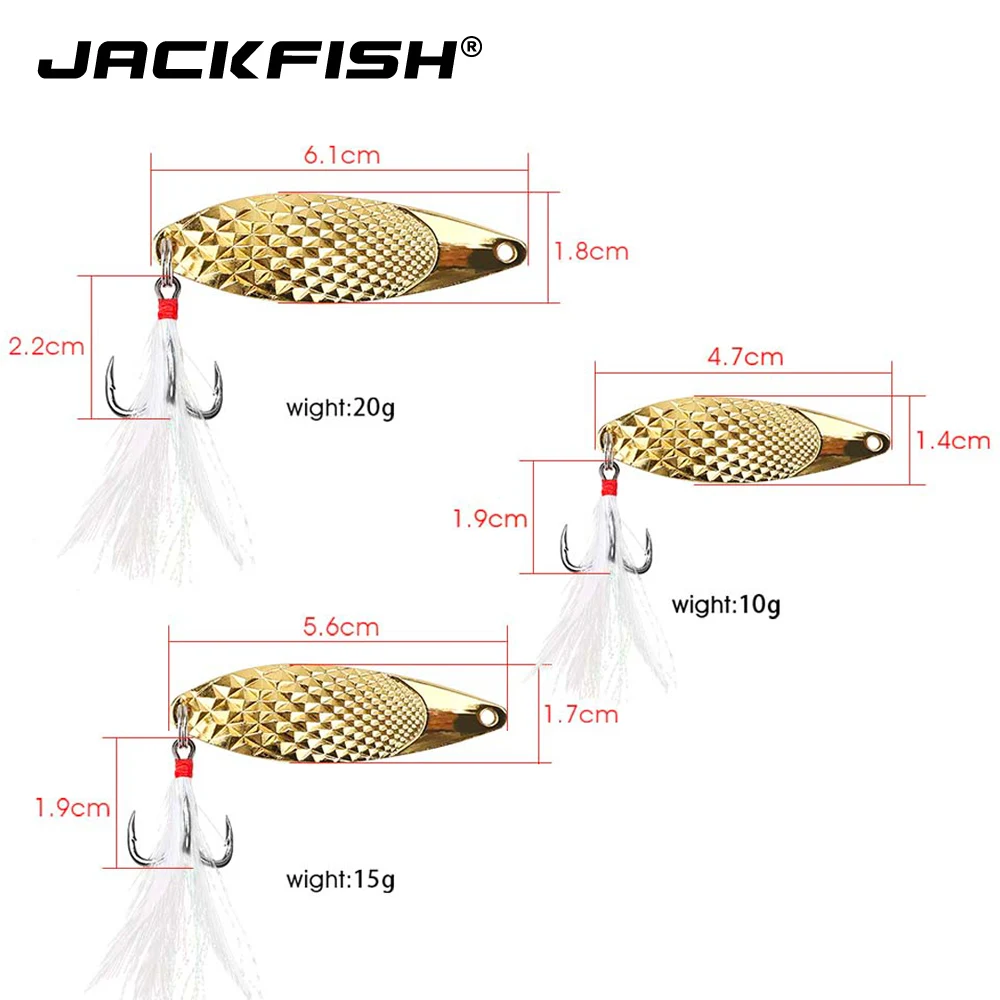 JACKFISH металлическая приманка в виде ложки 10 г/15 г/20 г серебристая/Золотистая с