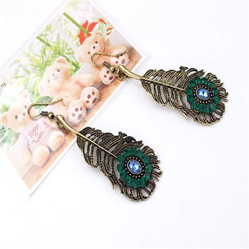 Женские винтажные серьги гвоздики с павлином в европейском стиле|stud earrings|stud earrings