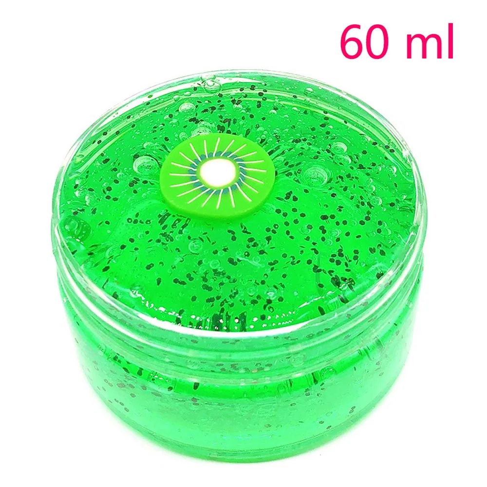 60ml green 60 мл 80 мл DIY прозрачный слизи игрушки цвета фрукты сквиши грязи слизи шпатлевка Ароматические стресс антистресс шпатлевка глиняная шламовая игрушка - Цвет: 60ml green