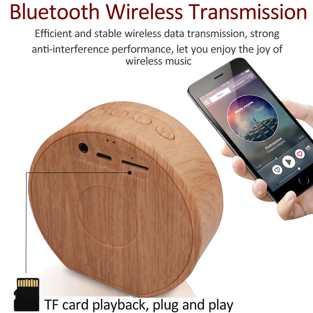 Беспроводной Bluetooth динамик с текстурой древесины портативный мини саундбар