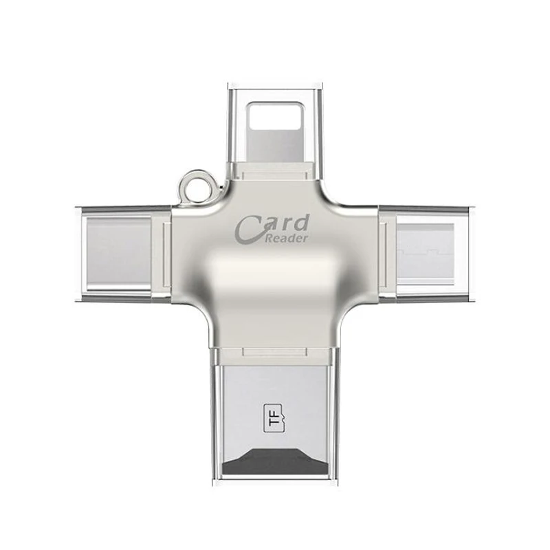 Металлический SD кард ридер microsd карта памяти OTG адаптер для iphone ios tipo c 4 в 1 Android