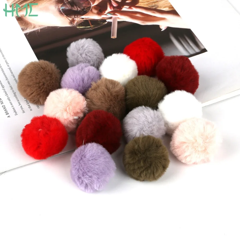 New 6pcs/lot 4cm DIY Handmade Accessories Faux Rabbit Fur Ball PomPom Pendant Charms For Earring Key Chain Jewelry Making | Украшения и
