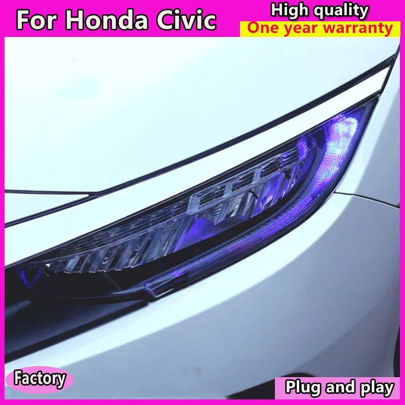 Автомобильный Стайлинг головная лампа в сборе для Honda Civic 10th светодиодная фара 2015