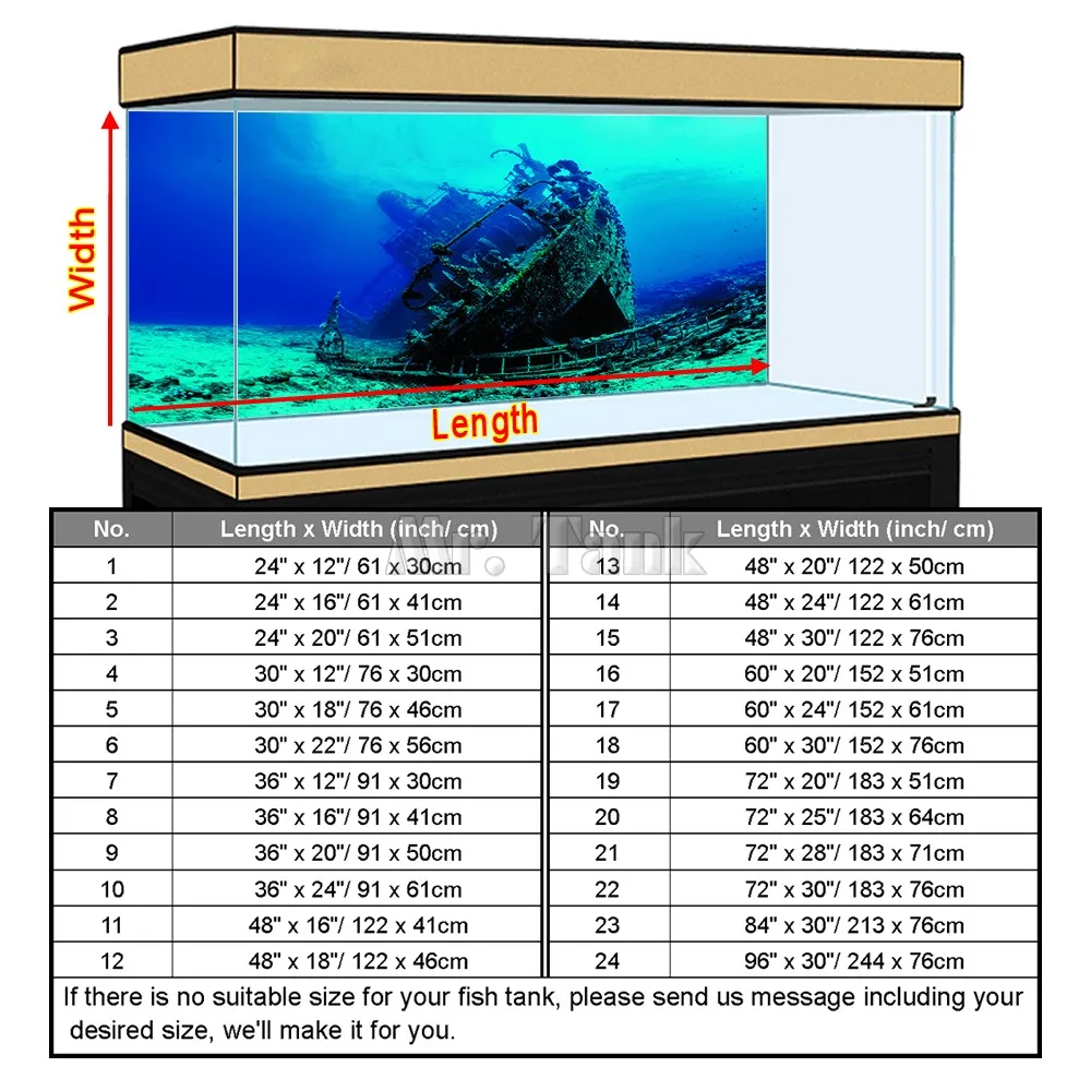 Custom Aquarium Background Poster - Self-Adhesive Creative PVC Fish Tank Wallpaper with Large Shipwreck Ornament - Available in 24, 30, 48, and 72 Inches image 3