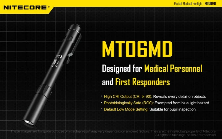 NITECORE MT06MD ручка светильник Nichia 219B CRI> 90 Макс. 180 люмен Мини-светильник-вспышка медицинский инспекционный светильник