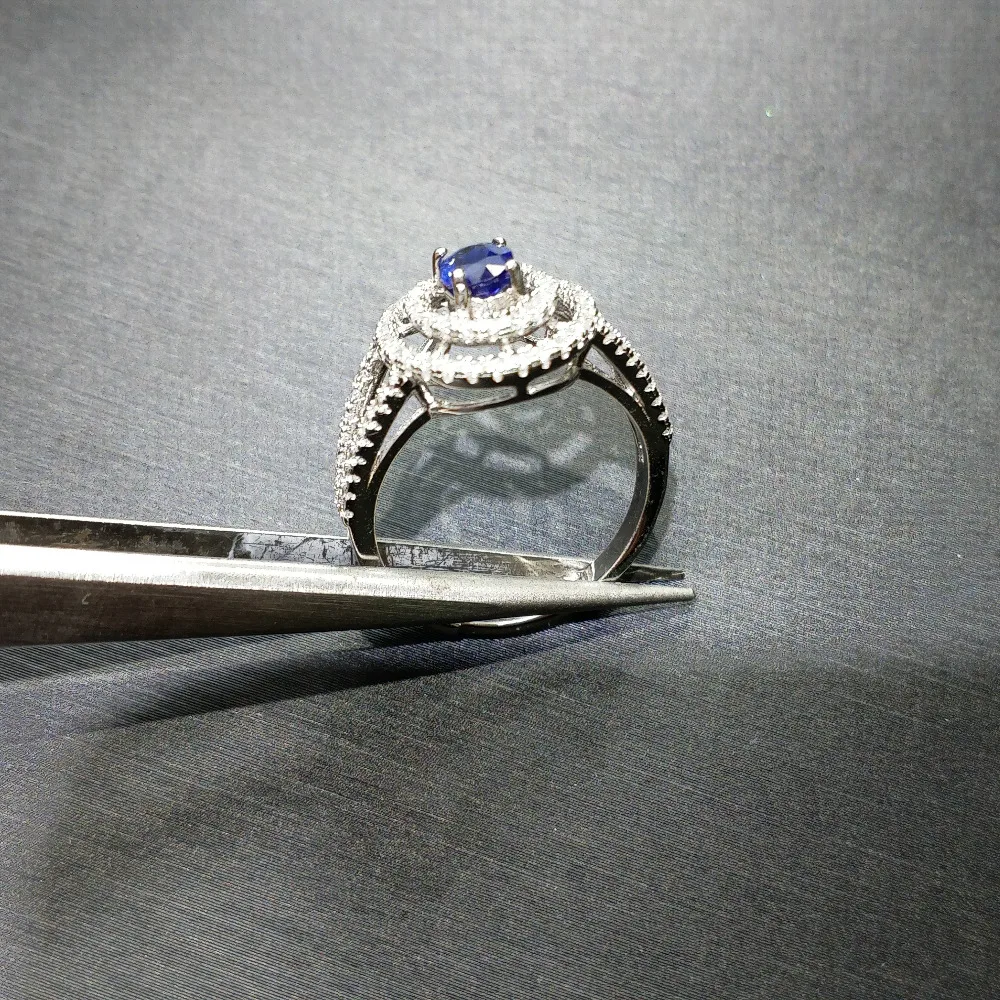 FLZB, красивый натуральный сапфир, драгоценный камень ov 3*5 мм, 0.65ct, Стерлинговое Серебро 925 пробы, с покрытием из белого золота 18 К, роскошный подарок для леди