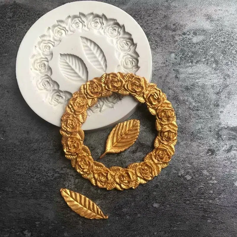 Wreath Silicone Mold Chocolate cake tool New Two Leaves Frame Cake Decorating Tools | Дом и сад