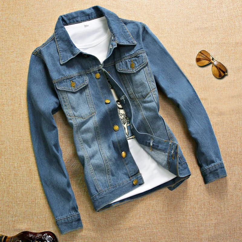 

Vogue New Denim Jacket Mens Simple Slim Denim Jeans Outwear High-quality Fashion Casual Single-breasted Youth Mens Jacket