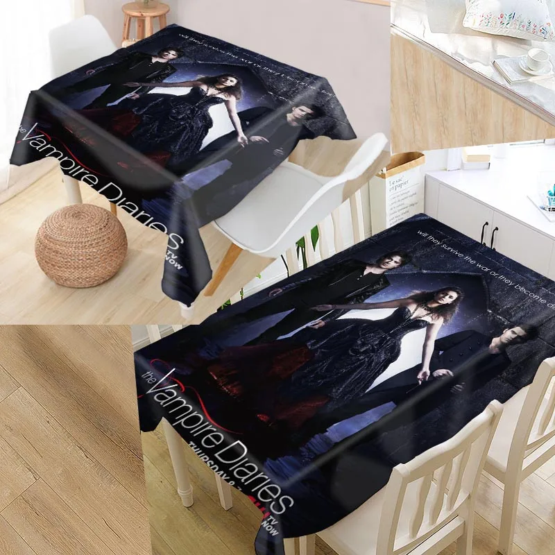 

Best Vampire Diaries Custom Table Cloth Rectangular Oxford Print Waterproof Oilproof Square Table Cover Wedding Tablecloth P~