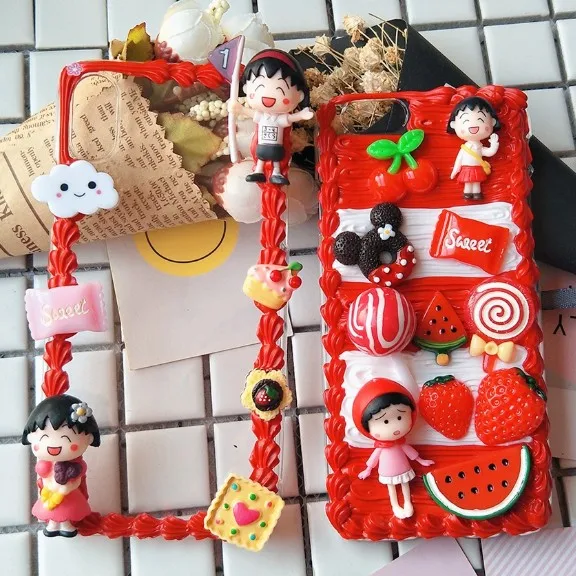 Новинка для iphone X 8 7 6 6s plus DIY чехол 3D Maruko телефона iPhone /6 ручная работа торт фрукты